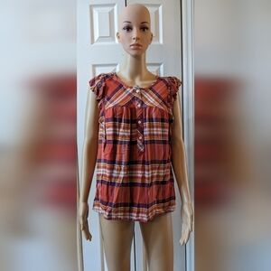 Pre-owned time and tru extra large (16-18) sleeveless plaid shirt, T3W